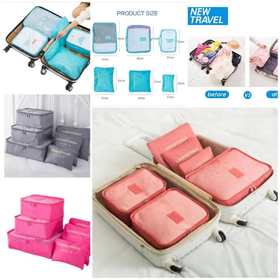 6pcs/set Travel Storage Bag Portable Luggage Organizer