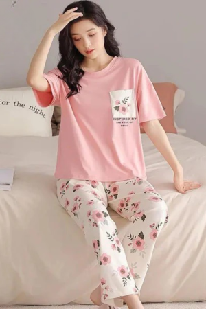Flower Printed Design Pj Suit For Girls / Women