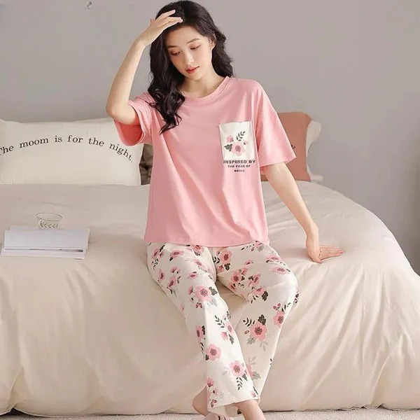Flower Printed Design Pj Suit For Girls / Women