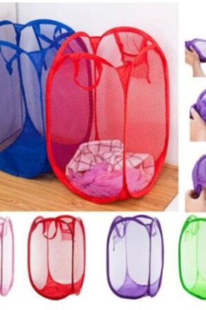 Foldable Laundry Bag Home Cloth Storage Mesh Washing Basket – Random Color