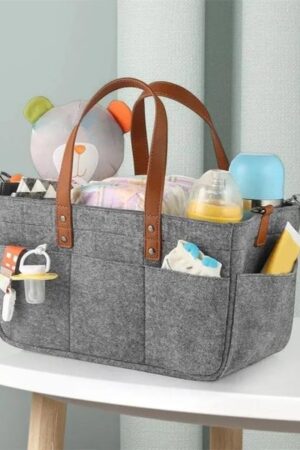 Foldable Travel Felt Storage Bag Baby Diaper Caddy Organizer