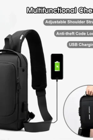 Multifunctional Chest Bag Crossbody Tech Sling Bag With Usb Charging Port With Password Lock