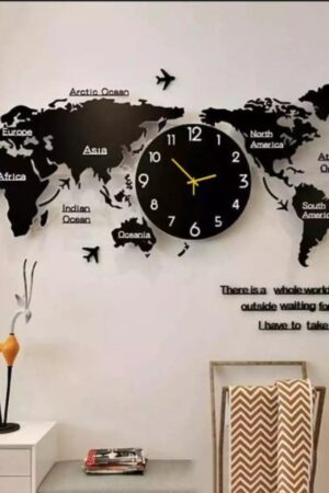 3d Digital World Map Wall Clock